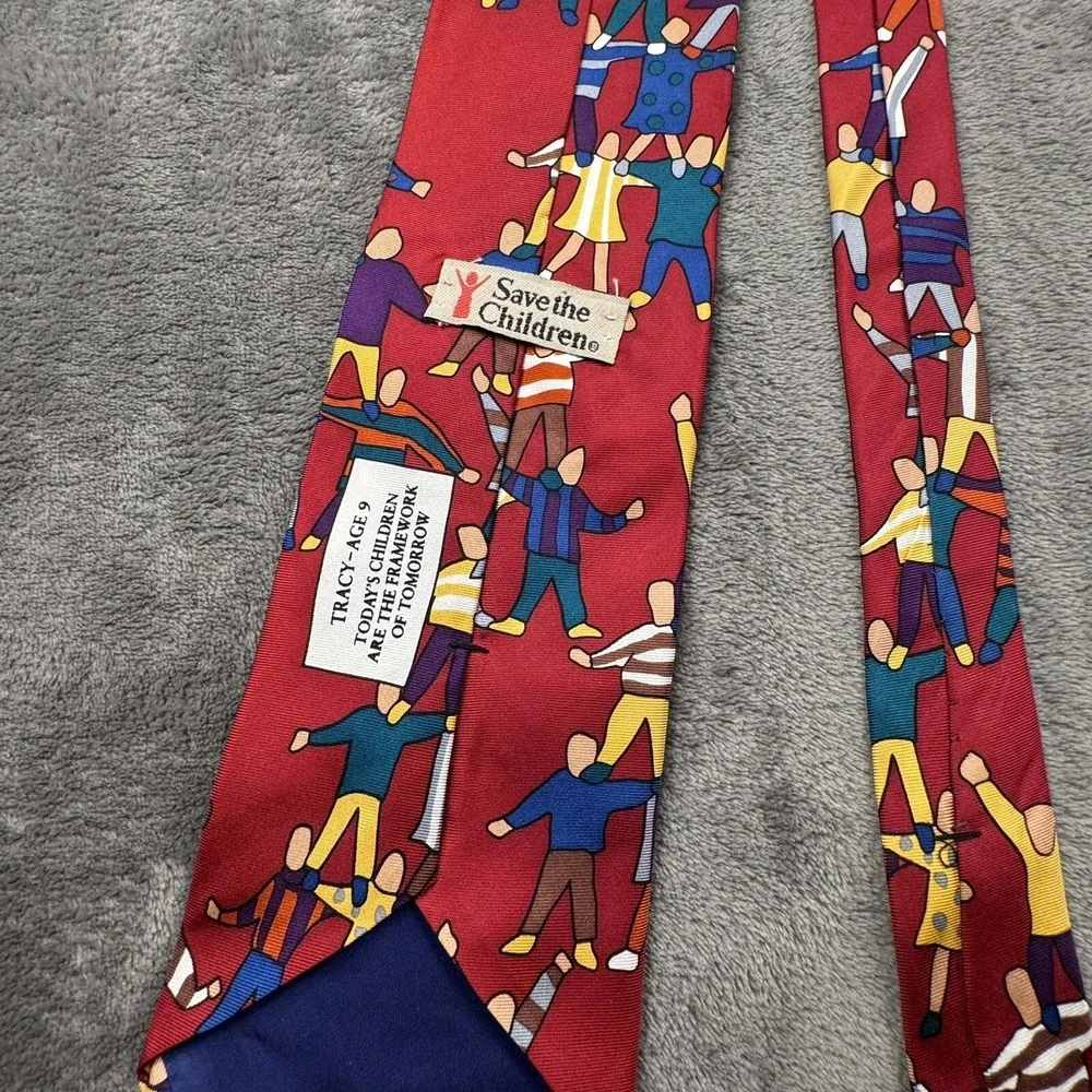 Vintage SAVE the CHILDREN Neck Tie 100% Silk Menswear Group USA 80's 90's Attire